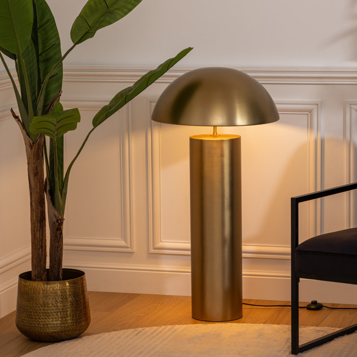 Lampadaire droit "Champi" en métal H97cm doré