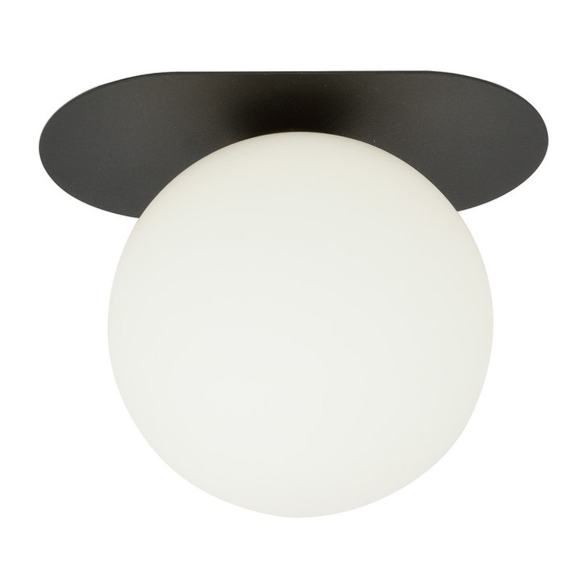 Lampada da soffitto Plaza nera con diffusore in vetro opalino