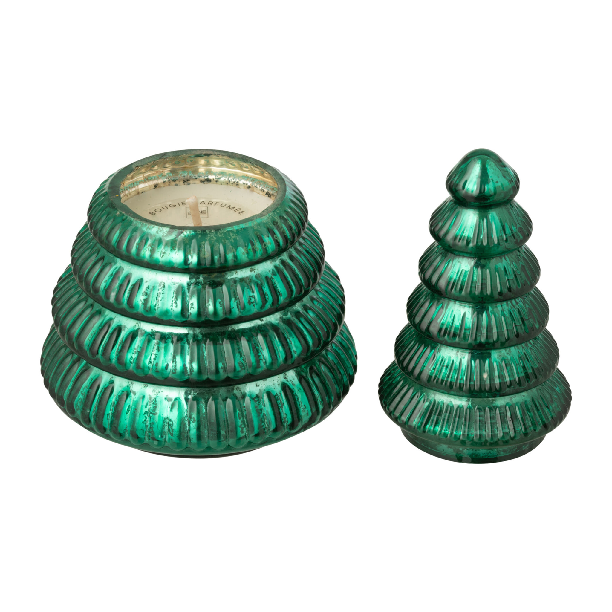 J-Line bougie parfumée Arbre Cotelé - verre - vert - small