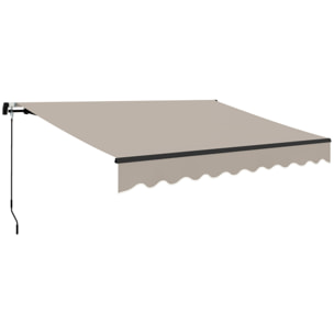 Toldo Manual Retráctil 360x220 cm Toldo para Balcón con Manivela de Aluminio 3 Brazos y Protección UV30+ Toldo Enrollable de Exterior para Jardín Terraza Ventanas Crema
