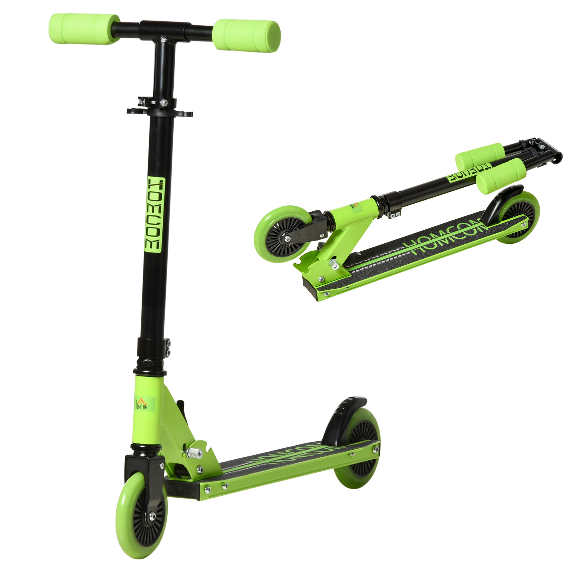 Patinete para Niños +3 Años Plegable con Altura Ajustable de 79,5-89,5 cm Verde