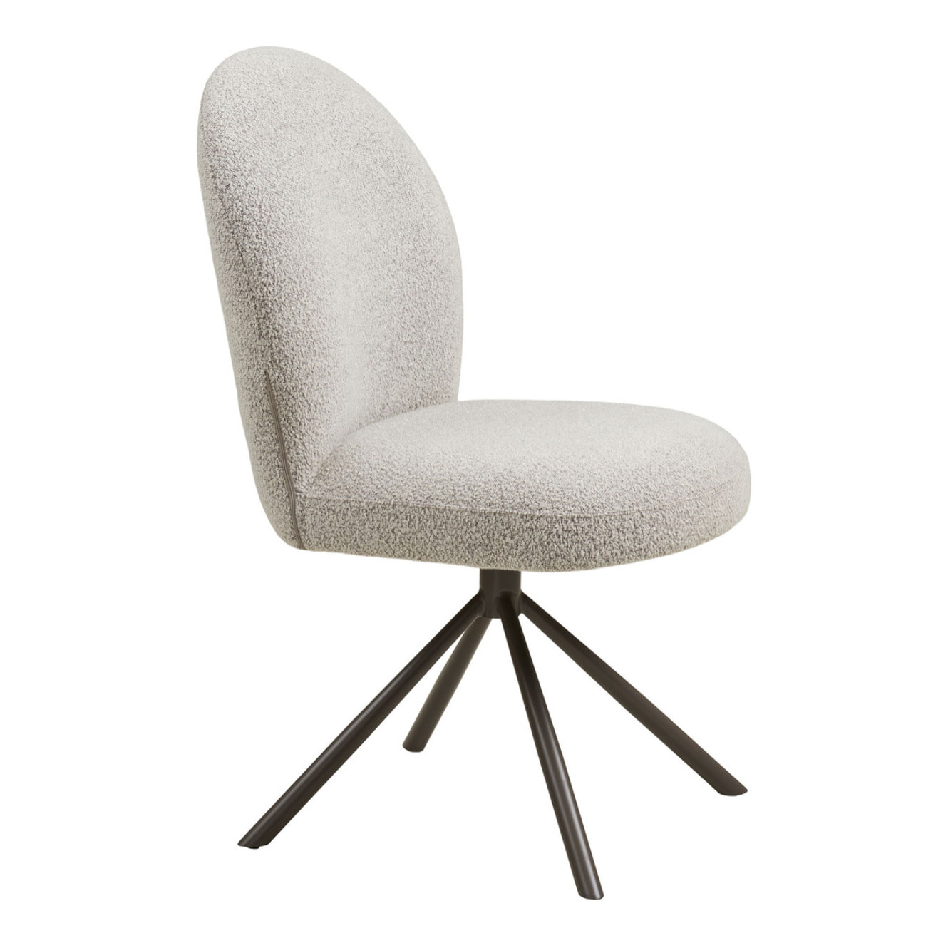 Lana - Sedia da pranzo girevole in bouclé sabbia con gambe grigie 50x63x91 cm