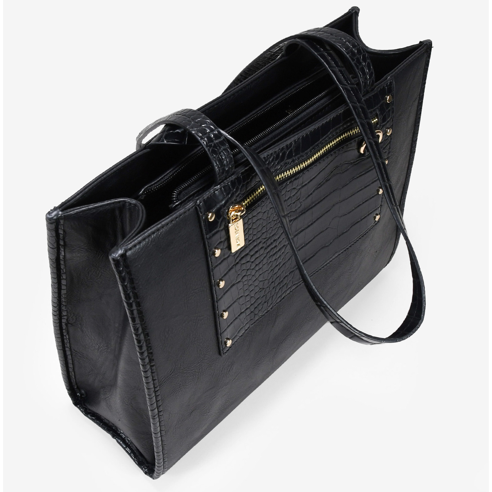 Bolso shopper negro con tachas