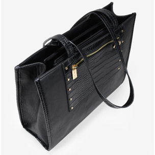 Bolso shopper negro con tachas