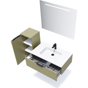 Ensemble vasque intégrée 1 tiroir + miroir - SOHO