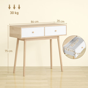 Mesa de Consola Estrecha Consola de Recibidor Mesa de Sofá con 2 Cajones Estilo Moderna para Pasillo Entrada Salón Dormitorio Roble