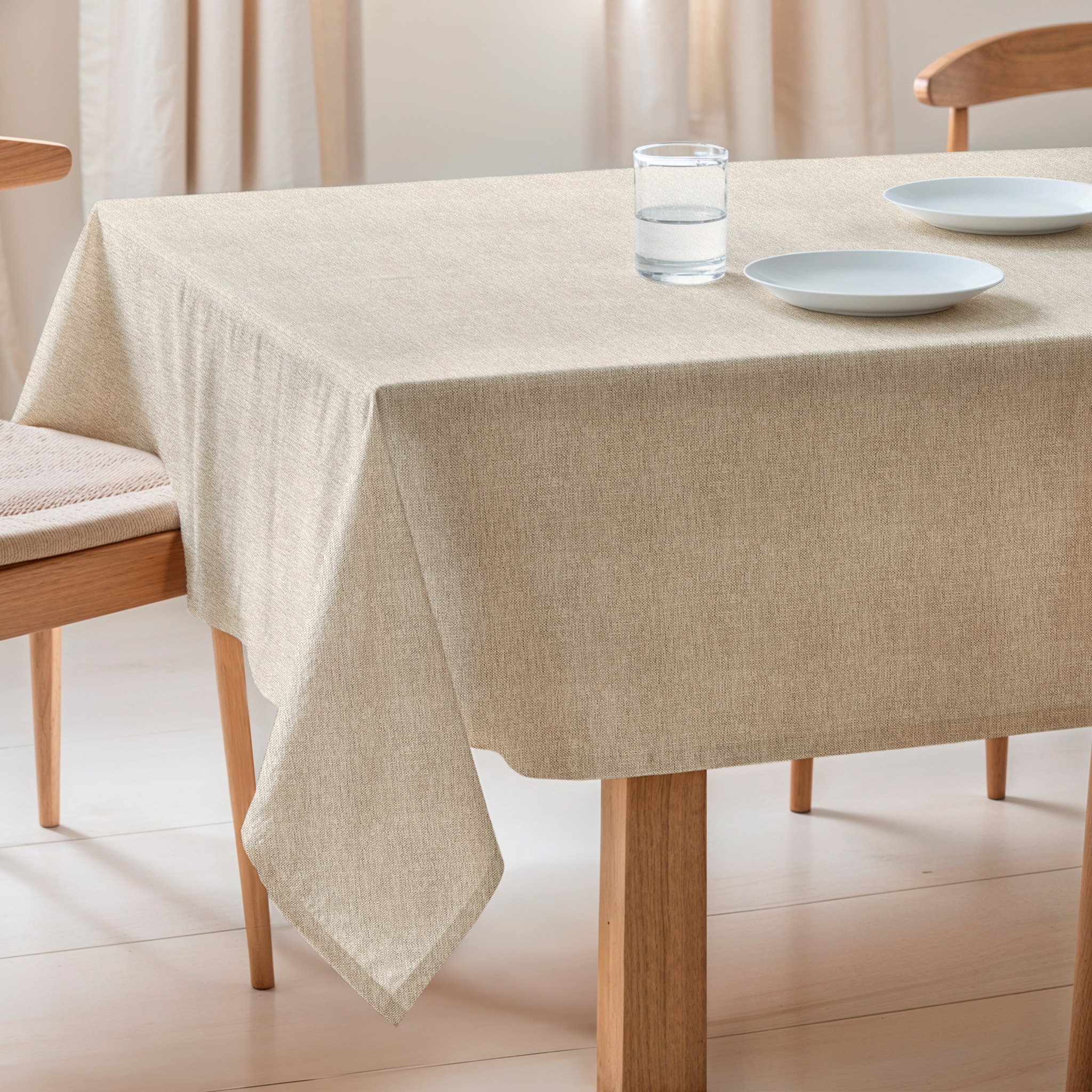 Nappe jacquard unie antitache INDRA BEIGE