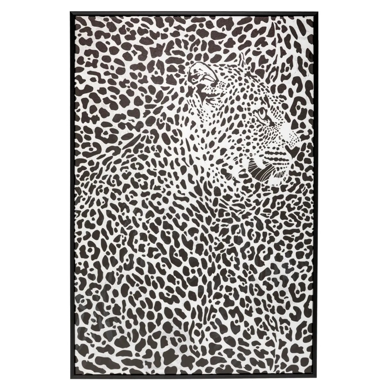 Toile imprimée "Léopard" - bois - noir - 60x90 cm