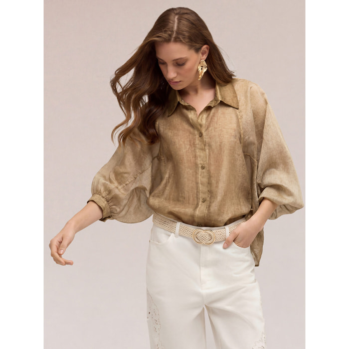 Motivi - Camicia over misto lyocell - Beige