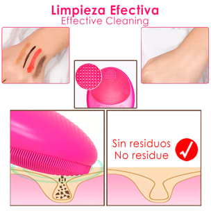 DAM Cepillo de limpieza facial. 12.000 revoluciones por minuto. Batería recargable. 6x4,2x8,3 Cm. Color: Fucsia