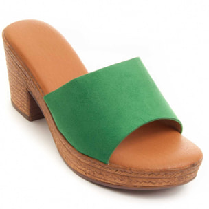 Sandalias de Tacón - Verde - Altura: 7 cm