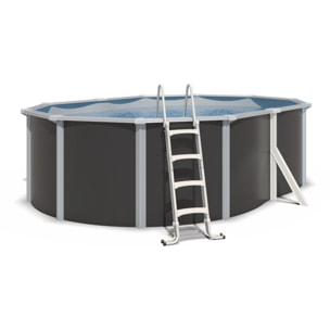 Piscine hors sol acier ovale 4,90 x 3,65 x 1,32 m anthracite VARUNA