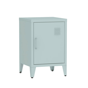 Lot de 2 tables de chevet en acier 1 porte. Bleu clair. casiers. L 38 x P 38 x H 55.7 cm