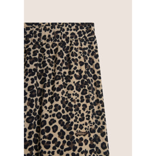 Pantaloni corti da donna wide leg in viscosa leopardata