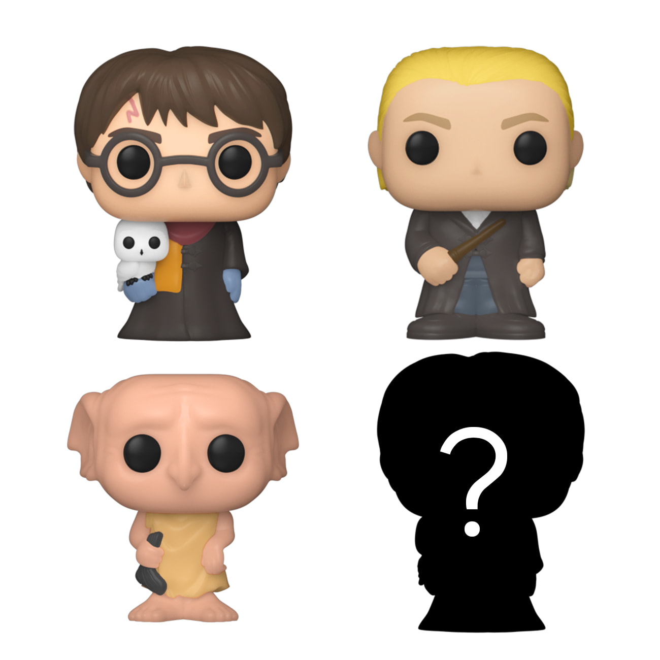 Bitty POP Harry Potter - Harry con Edvige Draco Malfoy e Dobby e Personaggio a sorpresa Funko