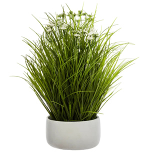 Herbes folles artificielles - pot en ciment - H40 cm