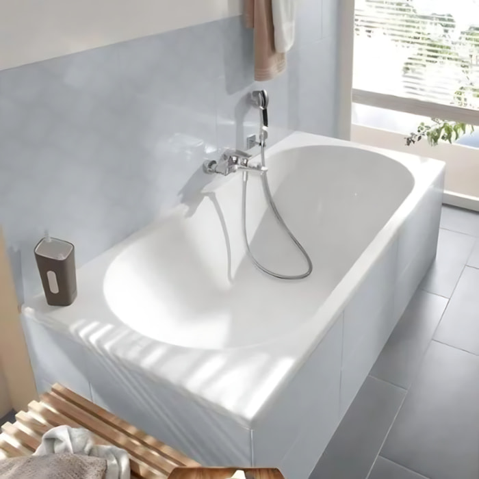 Baignoire droite VILLEROY ET BOCH O Novo acrylique avec pieds