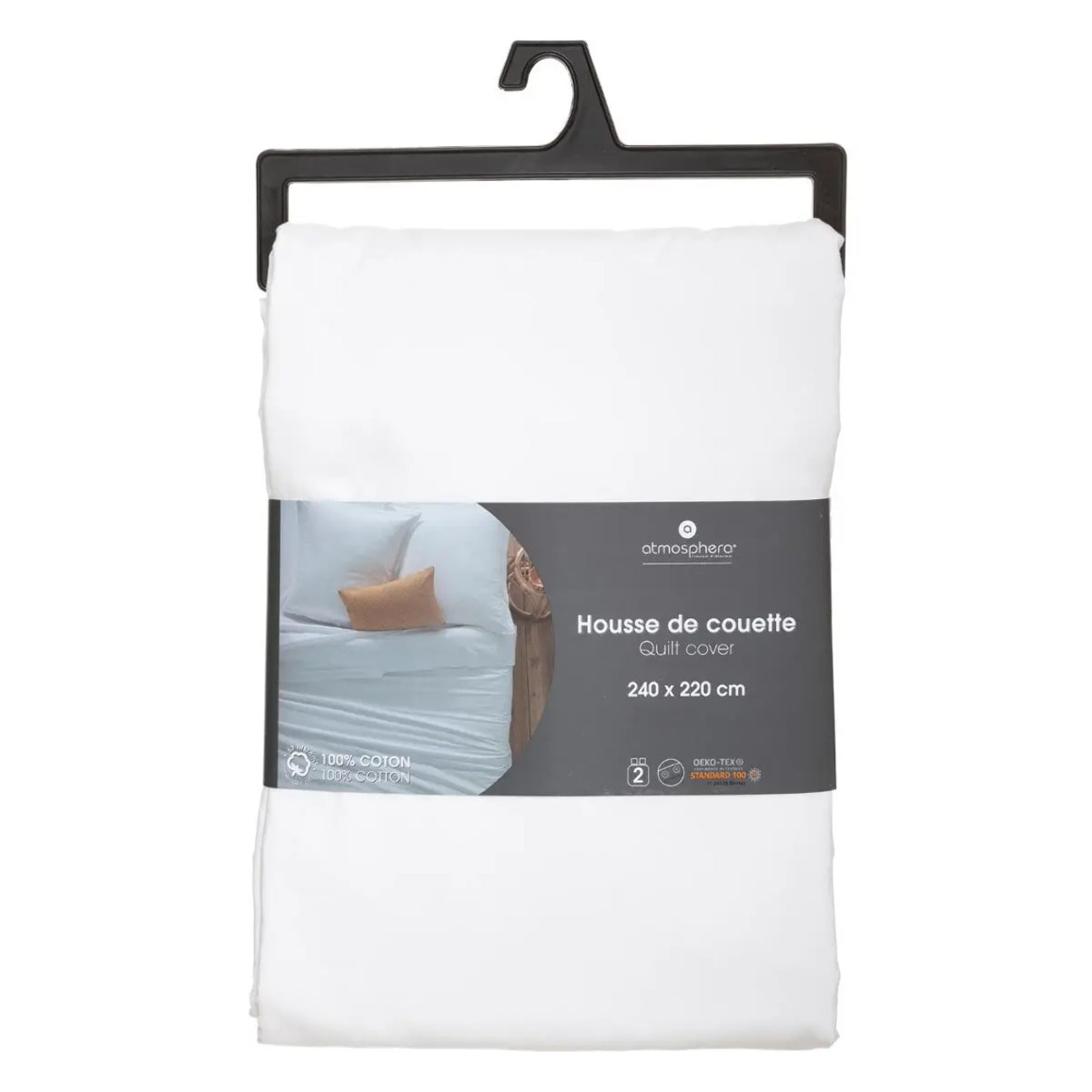 Housse de couette "Carina" en coton blanc 240x220cm
