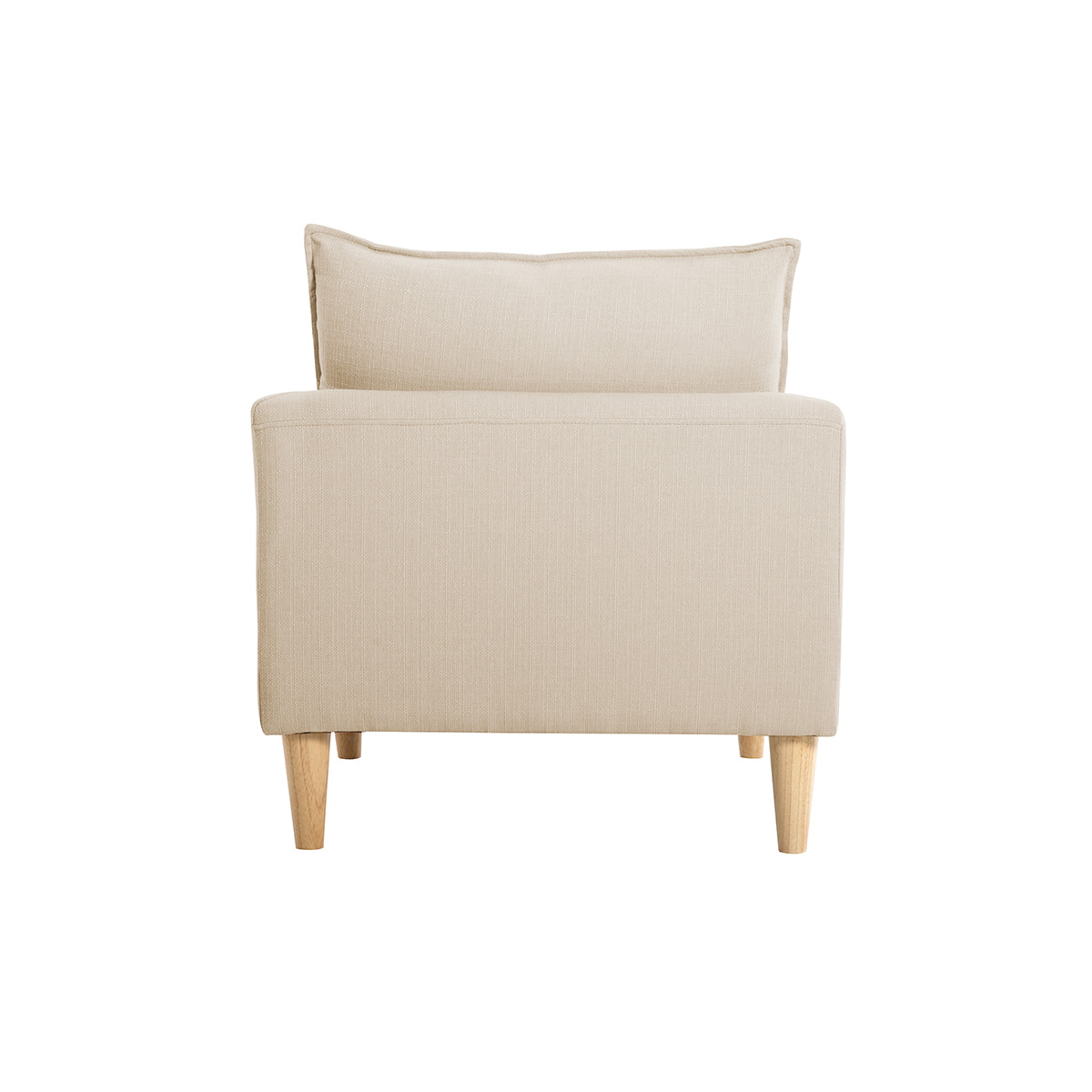 Fauteuil scandinave en tissu beige et bois clair KATE