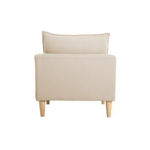 Fauteuil scandinave en tissu beige et bois clair KATE