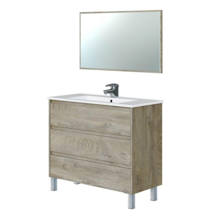 Mueble de baño Dakota 100 con espejo Roble Alaska