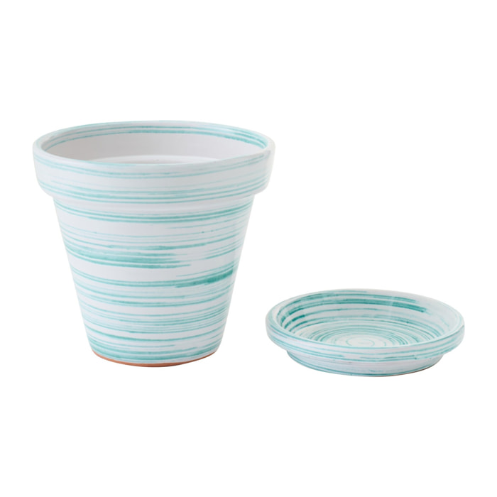 J-Line Cache-pot - céramique - vert menthe/blanc - medium