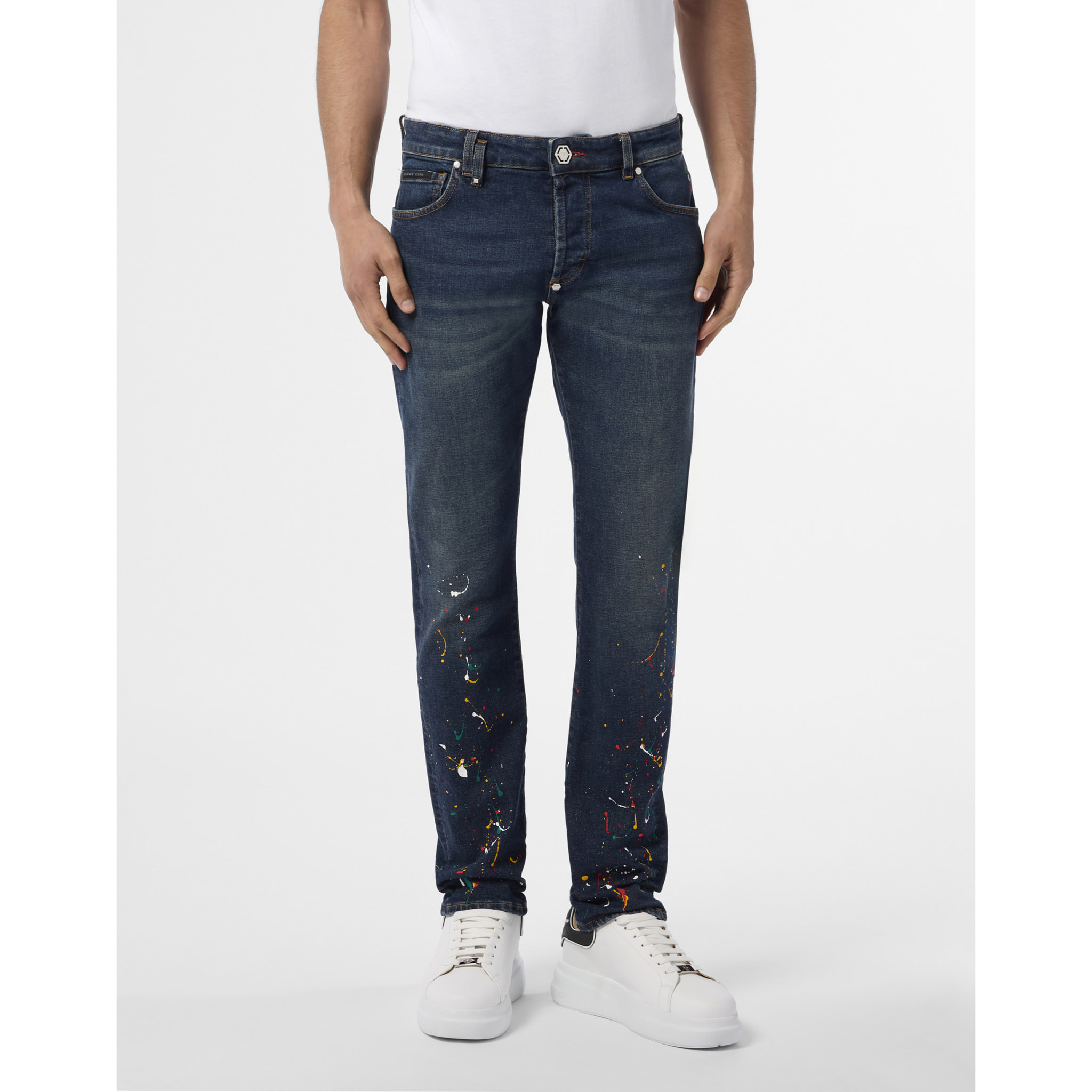 PHILIPP PLEIN Super Straight Cut Jeans Paint