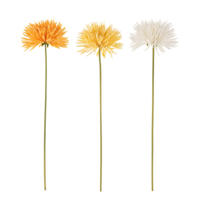 J-Line fleur Chrysantheme - plastique - blanc/jaune/orange - 3 pcs