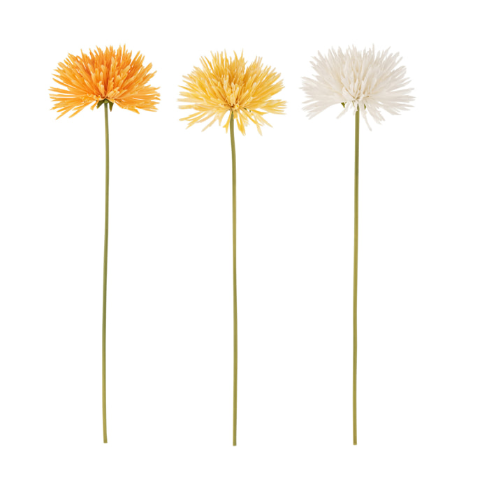 J-Line fleur Chrysantheme - plastique - blanc/jaune/orange - 3 pcs