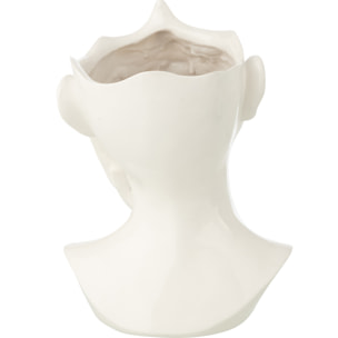 J-Line Cache-Pot Femme - polyrésine - blanc