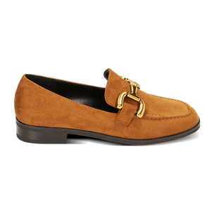 Mocasines planos de microfibra cognac