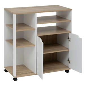 Desserte à roulettes Eat up blanc et bois