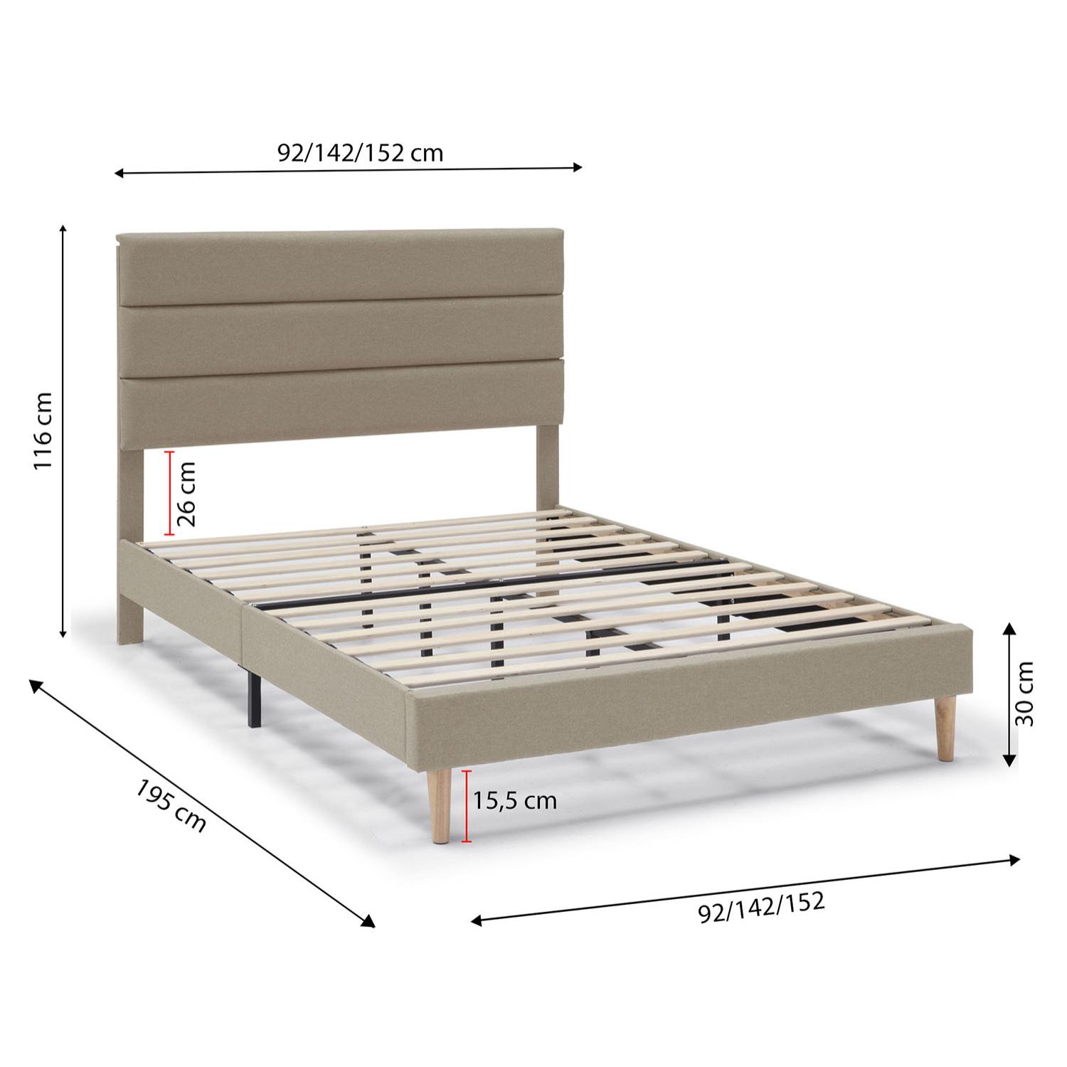 Estructura de Cama tapizada Aroma de 30 cm, 90/135-140/150x190 cm, Beige