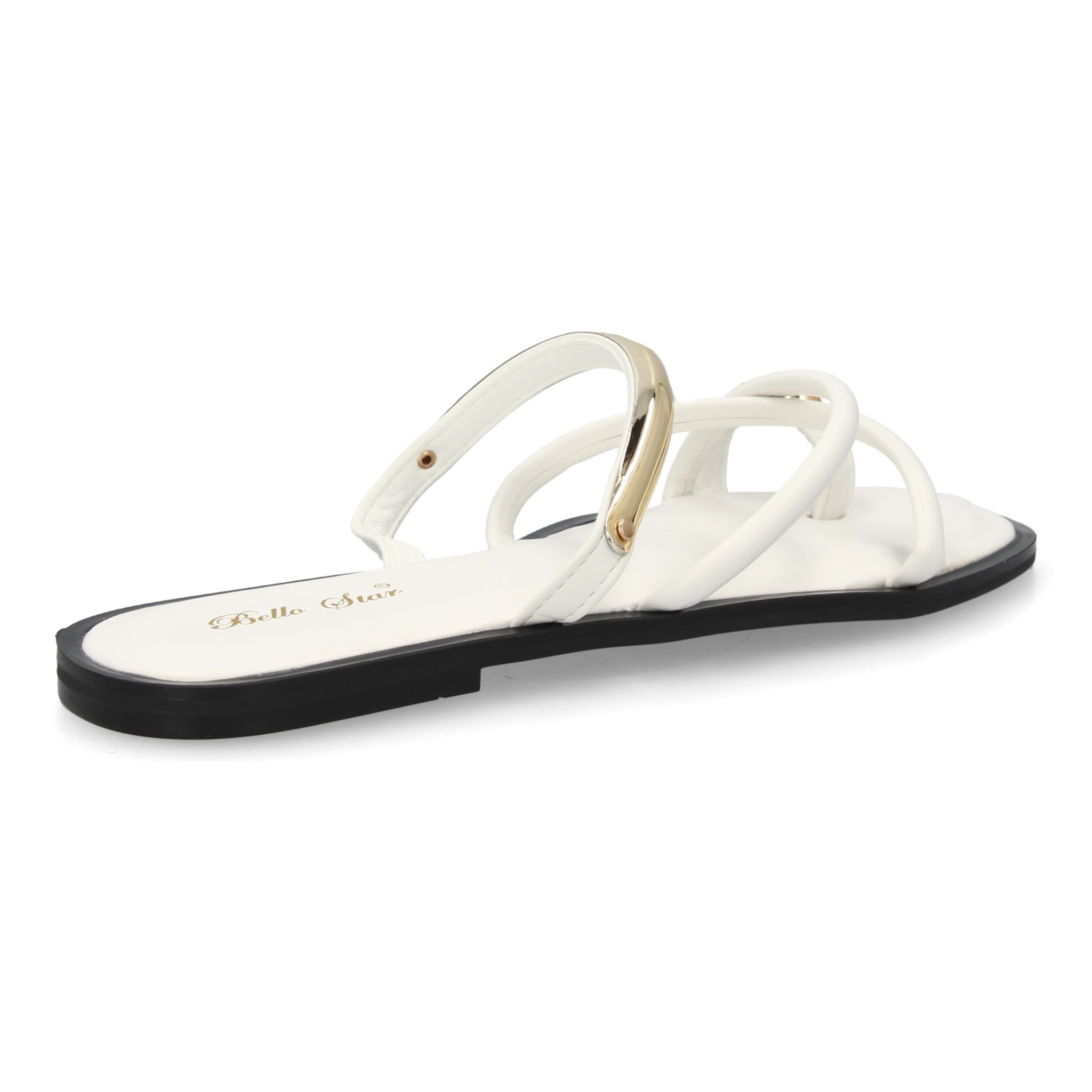 Sandalia plana mujer de tiras con adorno metálico