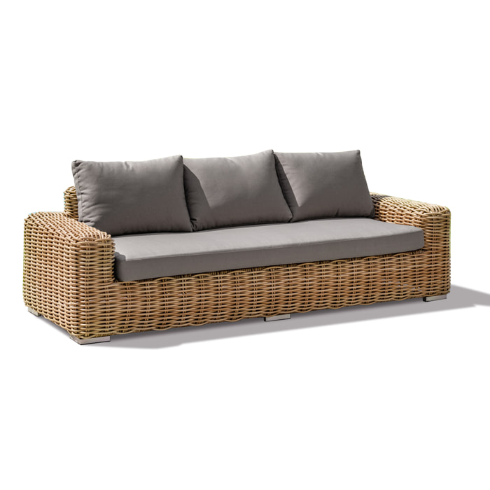 BORABORA - Canapé de jardin 3 places en résine tressée