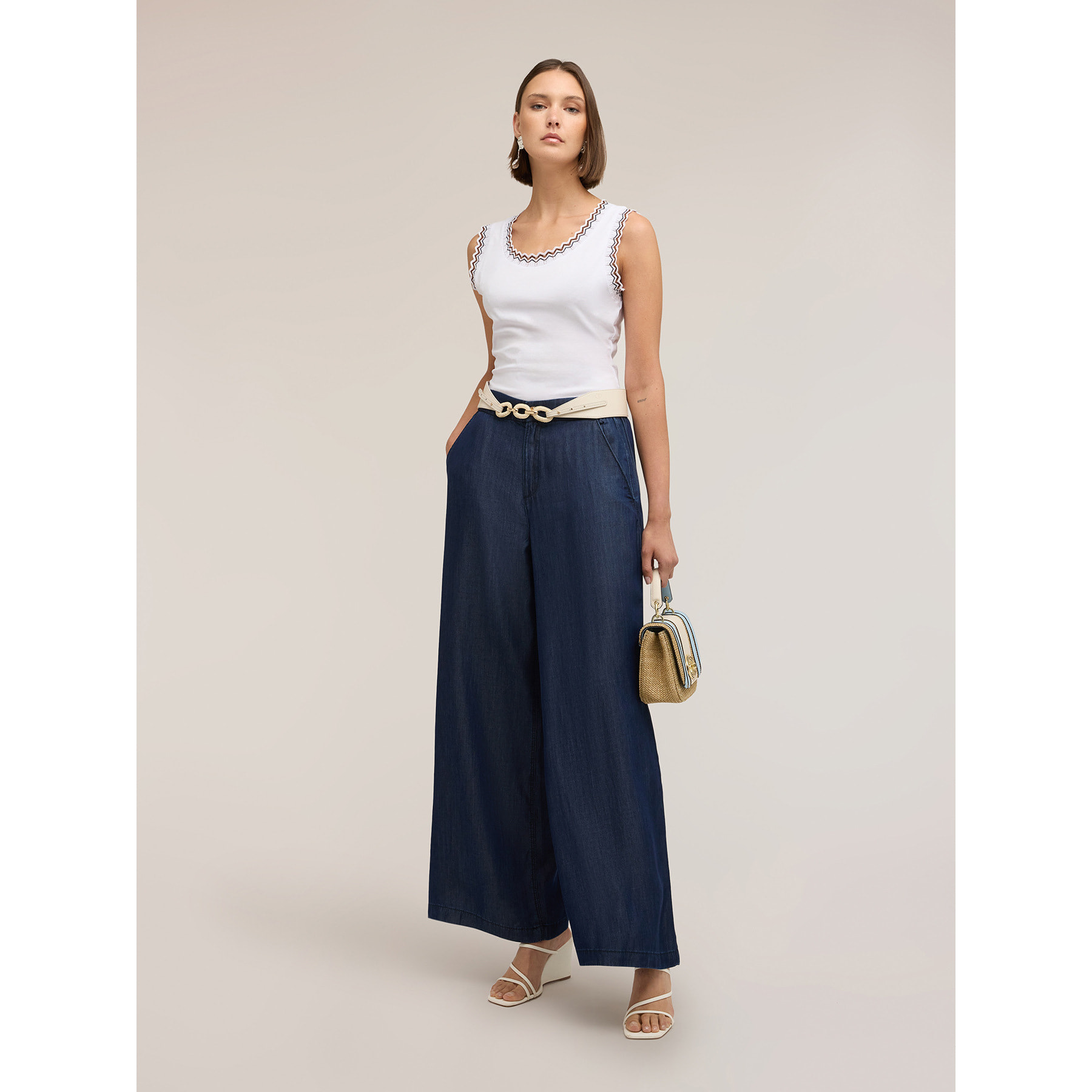 Motivi - Jeans palazzo en denim lyocell - Azul