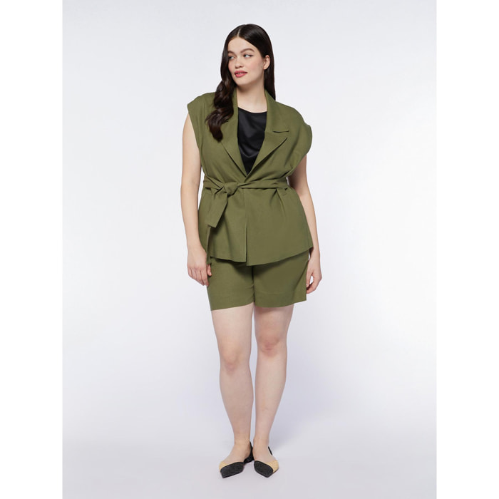 Fiorella Rubino - Blazer senza maniche in lino e viscosa - Verde