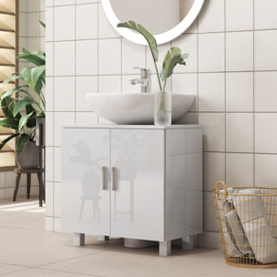 Mueble para Debajo del Lavabo Mueble bajo Lavabo Mueble de Lavabo con Pie con 2 Puertas 2 Estantes y Sistema Antivuelco para Cuarto Baño 60x35x60 cm Blanco