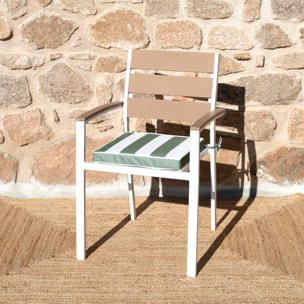 Galette de chaise imperméable déhoussable à rayures ARCACHON - Vert Olive