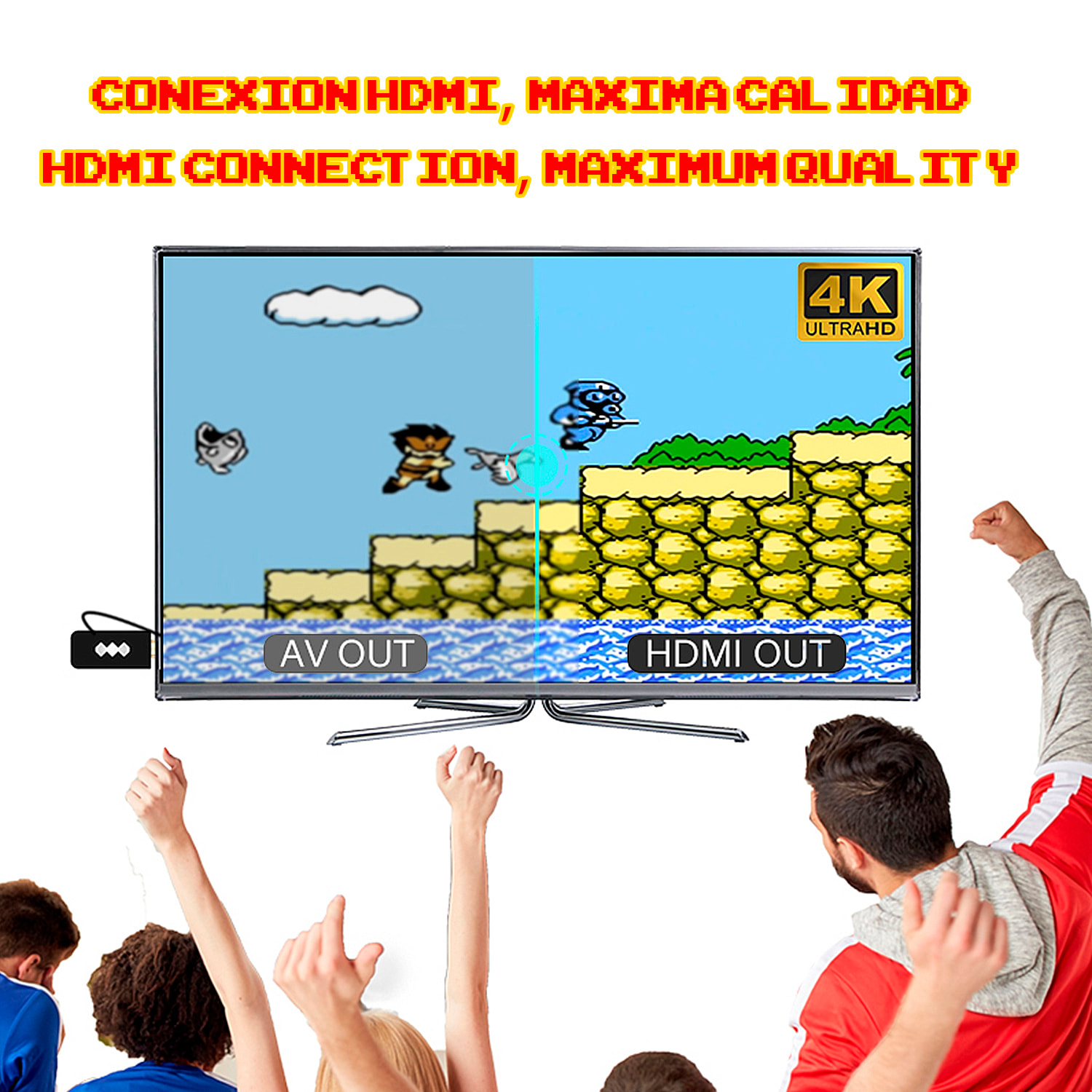 Console per videogiochi Y2 PLUS connessione al tuo schermo TV. Supporta 4K. Include 1800 giochi.
