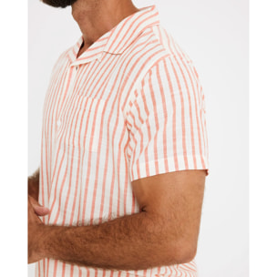 Camisa Rayas Manga Corta Rojo - Rayred