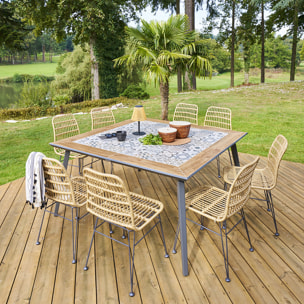 Table de jardin bistro "Lambada" céramique & graphite 8 places en acier et céramique