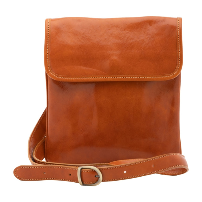 Borsa a tracolla da uomo in vera pelle - Modello False - Made in Italy - 25.0 x 23.0 x 4.0 cm
