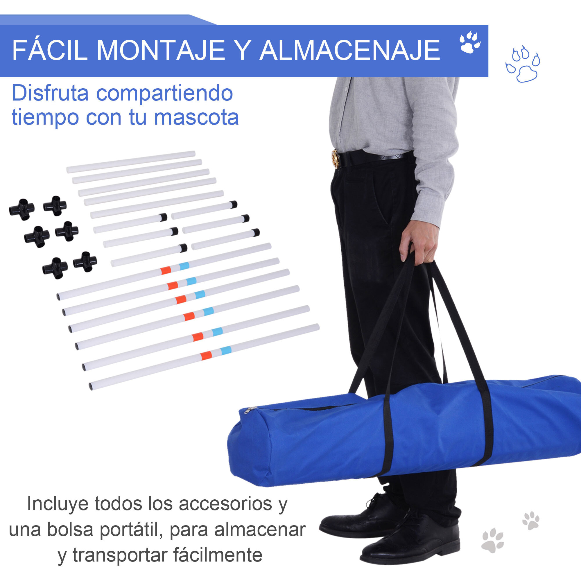 Conjunto de 3 Obstáculos de Entrenamiento para Perros de PE Blanco