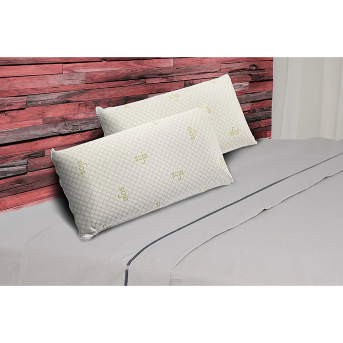 Pack 2 Almohadas Visco Soja Firmeza Media Ergonómicas Desenfundable