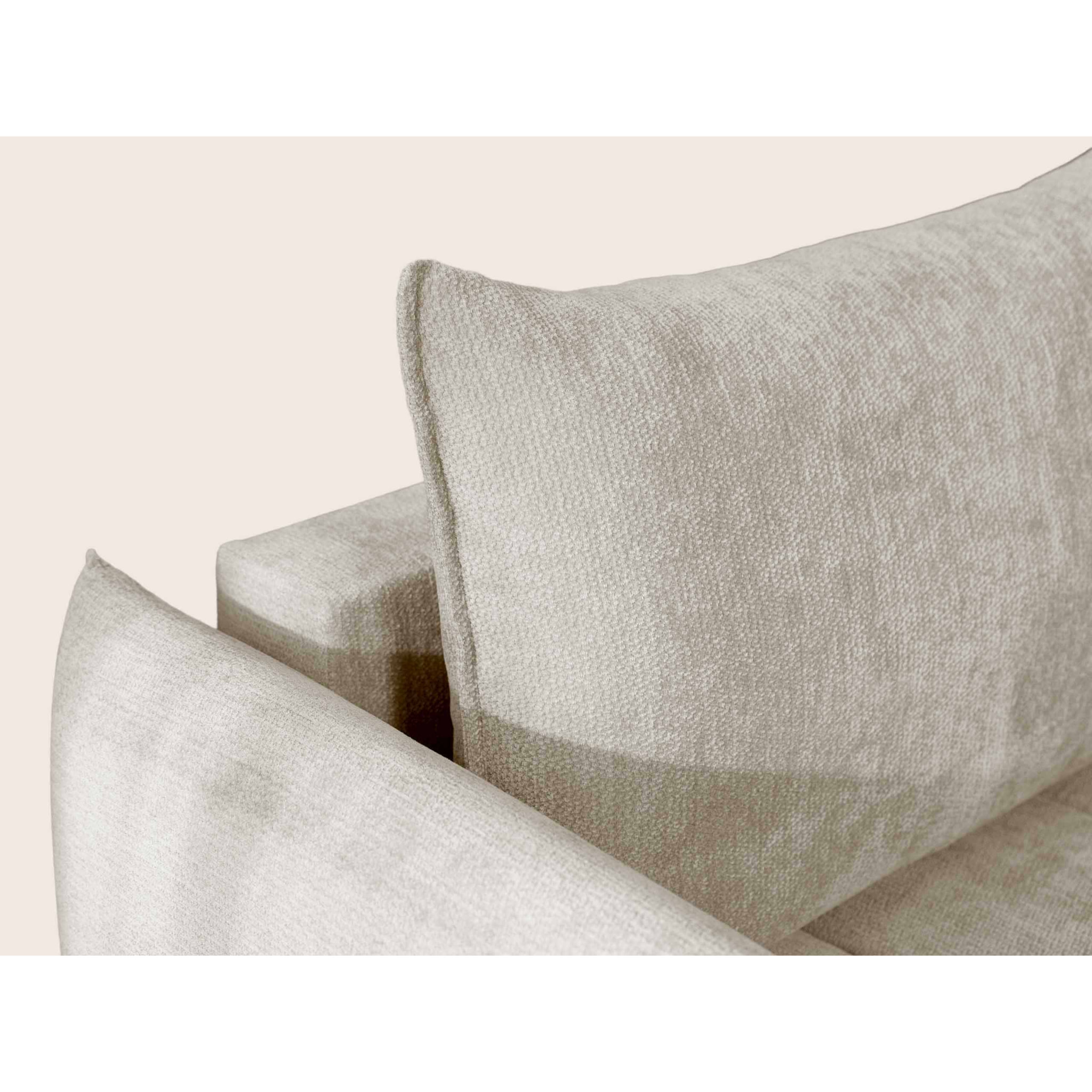 Ambroise - Canapé d'angle gauche 4 places convertible avec coffre en velours texturé - Beige