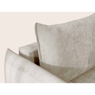 Ambroise - Canapé d'angle gauche 4 places convertible avec coffre en velours texturé - Beige