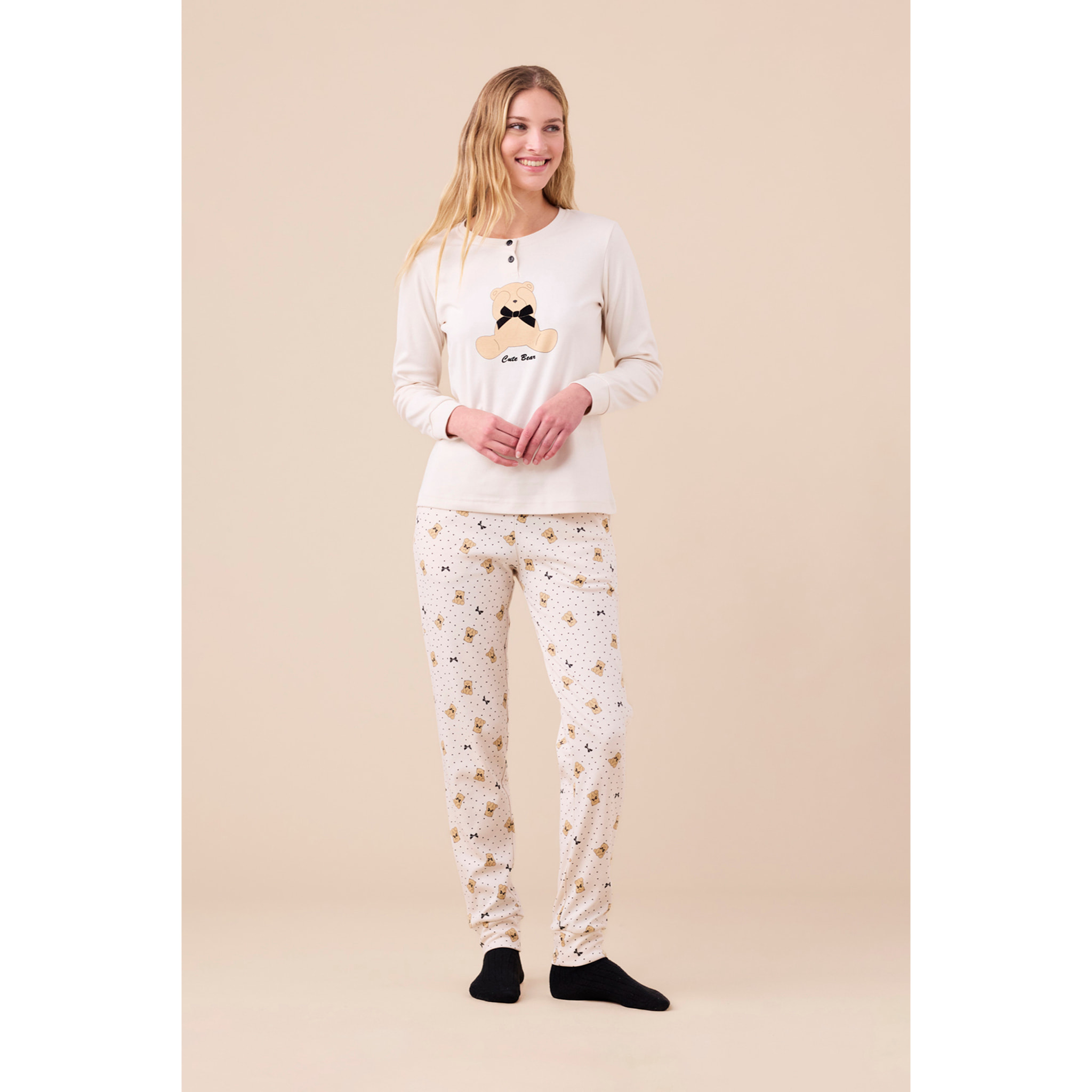 Pigiama donna invernale in caldo cotone articolo orso. Noidinotte