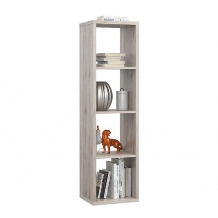 Etagère colonne 4 casiers décor en bois H.142 cm - 6 coloris - MAURO