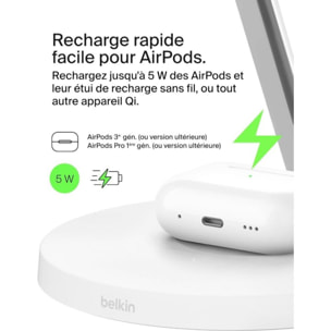 Chargeur induction BELKIN 15W Boost Charge Pro 3en1 Qi2 Blanc